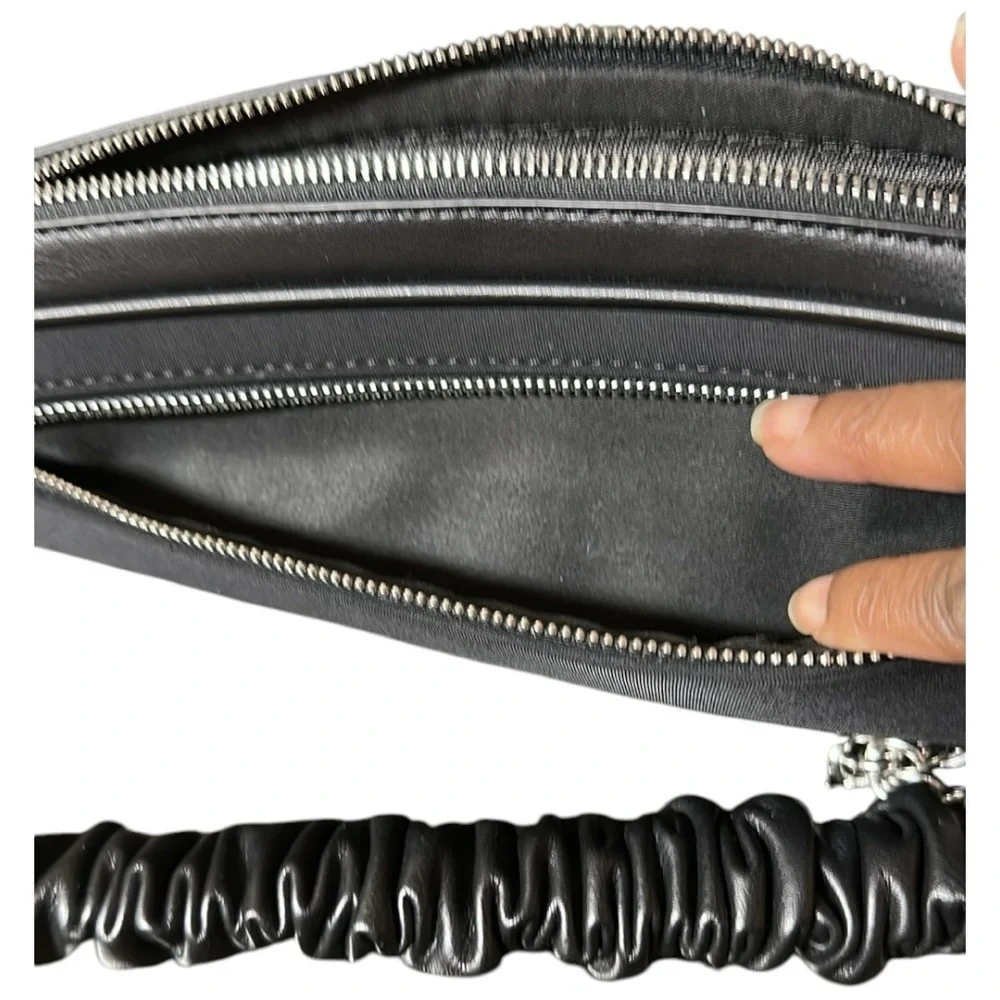 AKIRA Black Asymmetrical Chained Ruffle Shoulder Bag - Picture 5 of 12